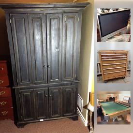 MaxSold Auction: This online auction features board games, lamps, toys, office supplies, DVDs, CDs, holiday decor, costume jewelry, speakers, water system, camping gear, books, scuba gear, TV, golf clubs, IKEA furniture, pool table, luggage, bicycle, tools, barbecue and much more.